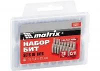 Набор бит SL5,0х25 мм, сталь 45X, 20 шт, в пластиковом боксе, Matrix